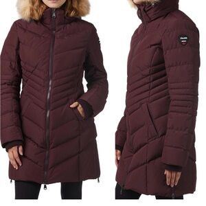 Pajar Women's Burgundy Puffer Coat with Fur Hood